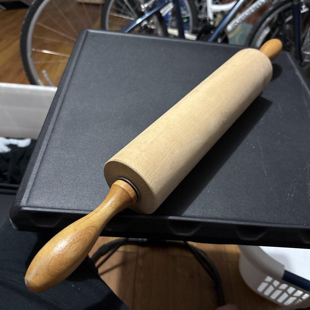 Vintage Wooden Rolling Pin, Primitive Old Wood Handles 18” Solid Wood